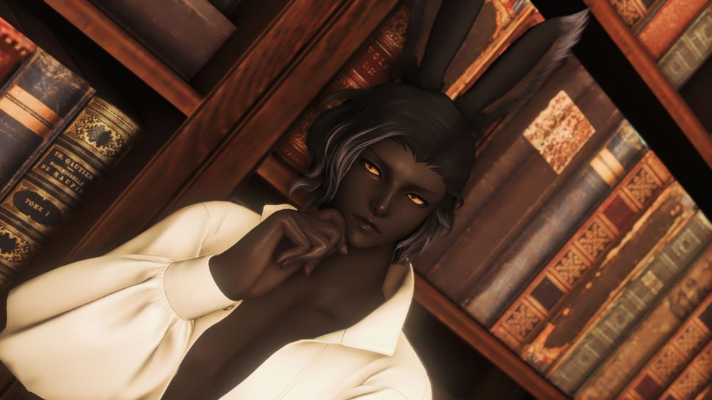 closer up shot of Erenville in a billowy white shirt with his hand up to his chin. He is glaring off to the side and im fine. 