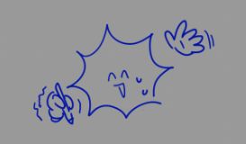 busted little guy holding a pen waves hello