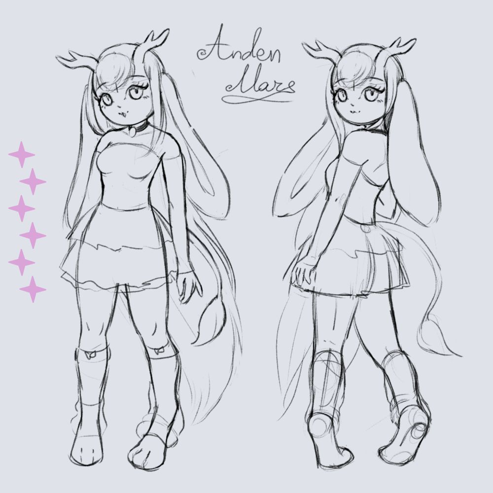 Furry art jackalope cute girl
