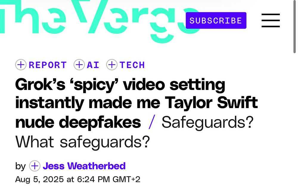 Grok’s ‘spicy’ video setting instantly made me Taylor Swift nude deepfakes﻿Safeguards? What safeguards?
by 
Jess Weatherbed