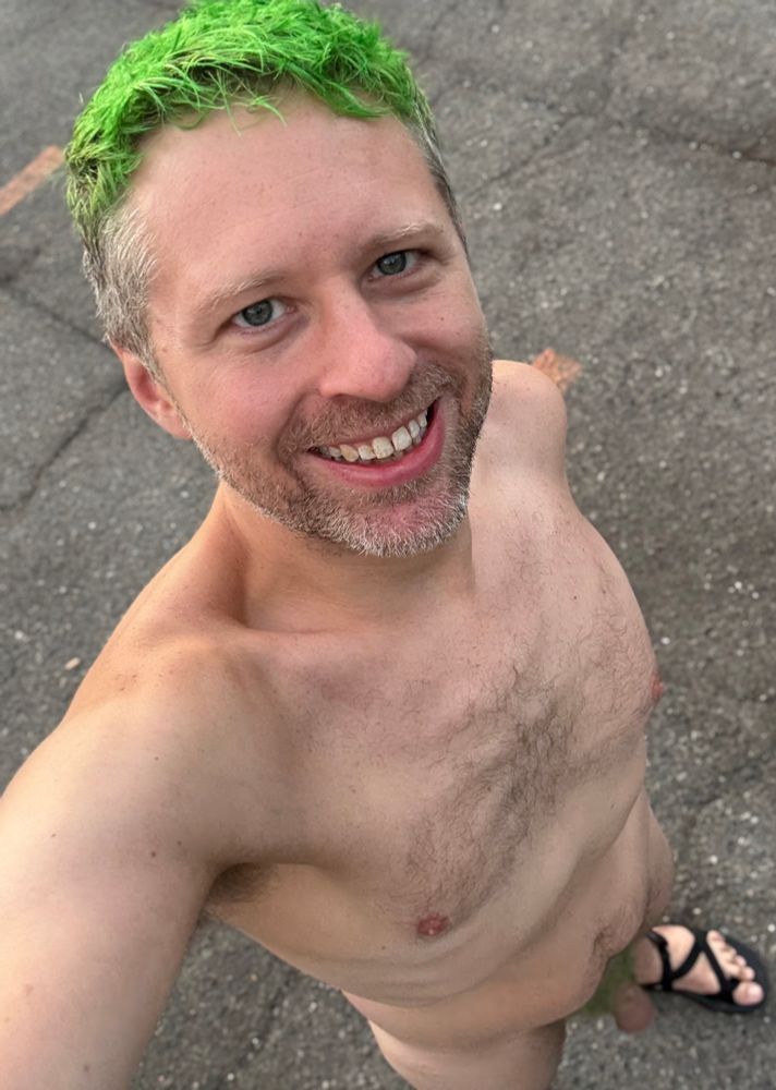 A naked man outside