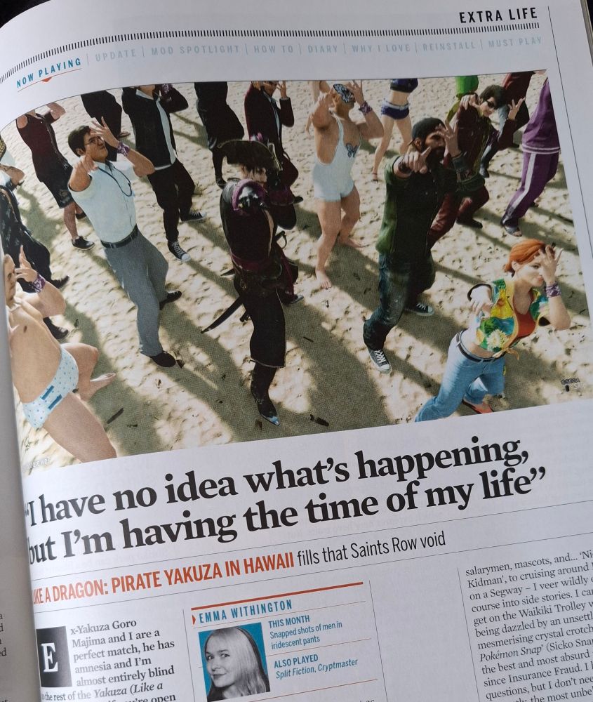 An article from PC Gamer magazine about my experience with Like a Dragon: Pirate Yakuza in Hawaii titled "I have no idea what’s happening, but I'm having the time of my life"

A large image at the top of the page depicts Captain Majima posing with his mismatched crew on the beach.