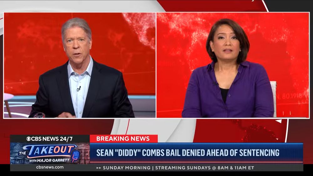 CBS News correspondent & WCBS weekend morning co-anchor Elaine Quijano in New York joining Major Garrett from Washington D.C. on CBS News 24/7's The Takeout for the breaking news coverage on Wednesday July 2, 2025. Quijano used to anchored the 5 o'clock hour back then as Red & Blue (which later became America Decides before carrying on the name of Major's former weekly CBS News Radio podcast) from 2017 to 2022.