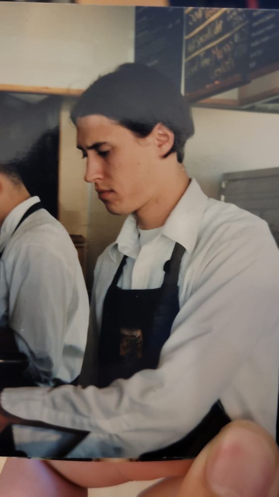 me, scowling and working the bar at barnes & noble café when i was 24