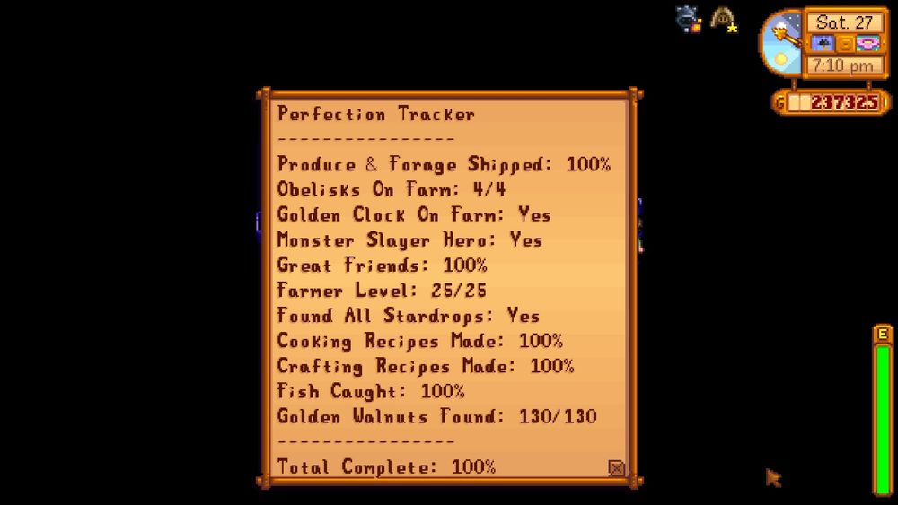 The completion tracker in Stardew Valley.