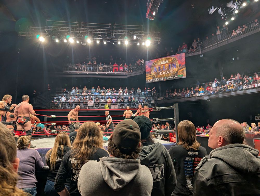 a cincinnati crowd at Andrew Brady Music Hall watching the AEW Collision taping, lively and loud.