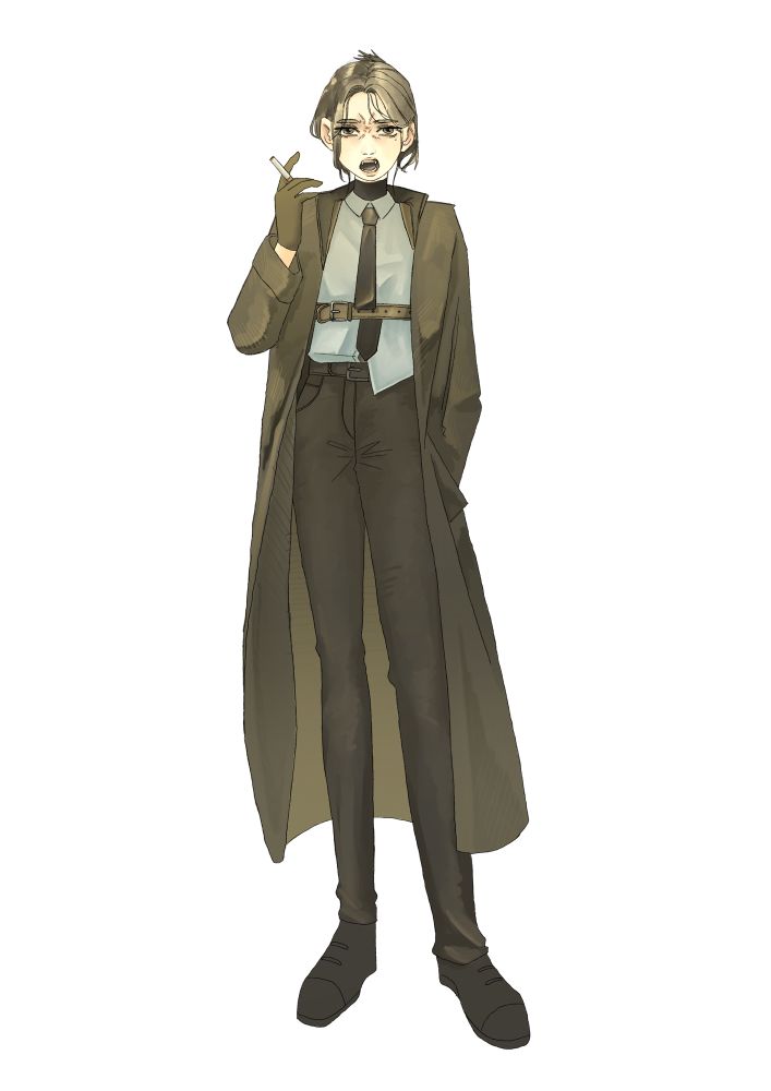 怒っている女性刑事の立ち絵