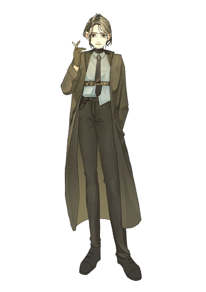 不機嫌そうな女性刑事の立ち絵