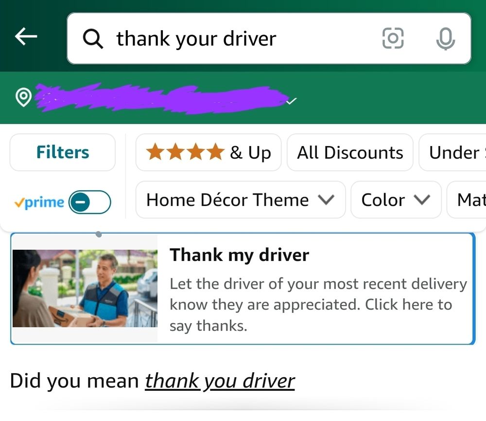 Amazon advertisement for their "Thank my driver" promotion