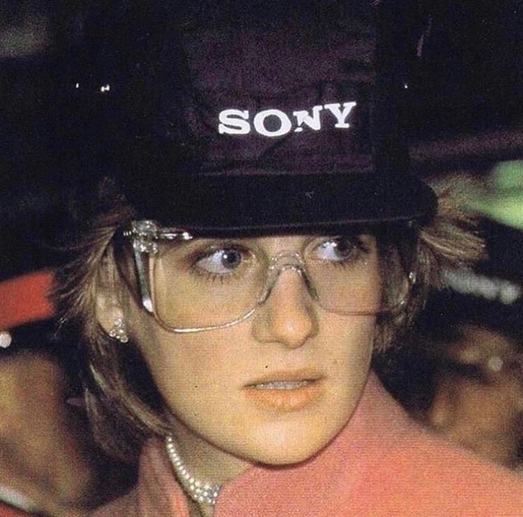 Princess Diana wearing a Sony hat.