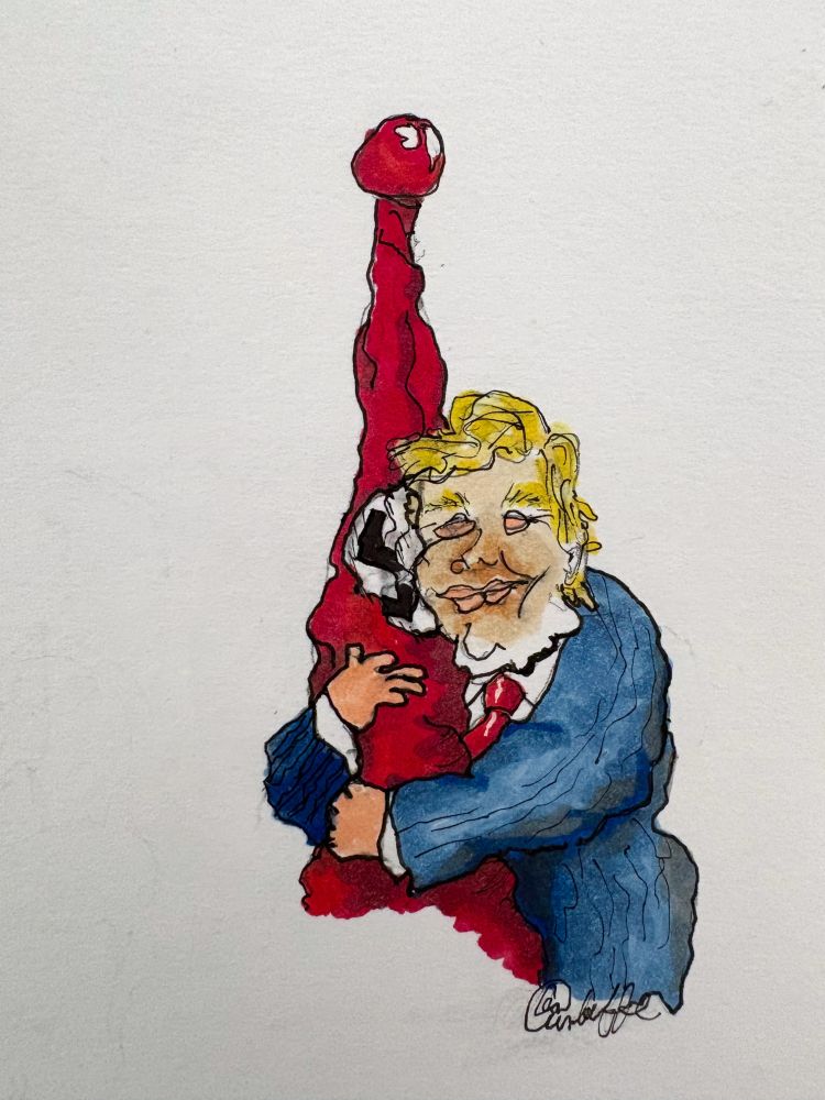 Donald Trump hugging a very un-patriotic flag