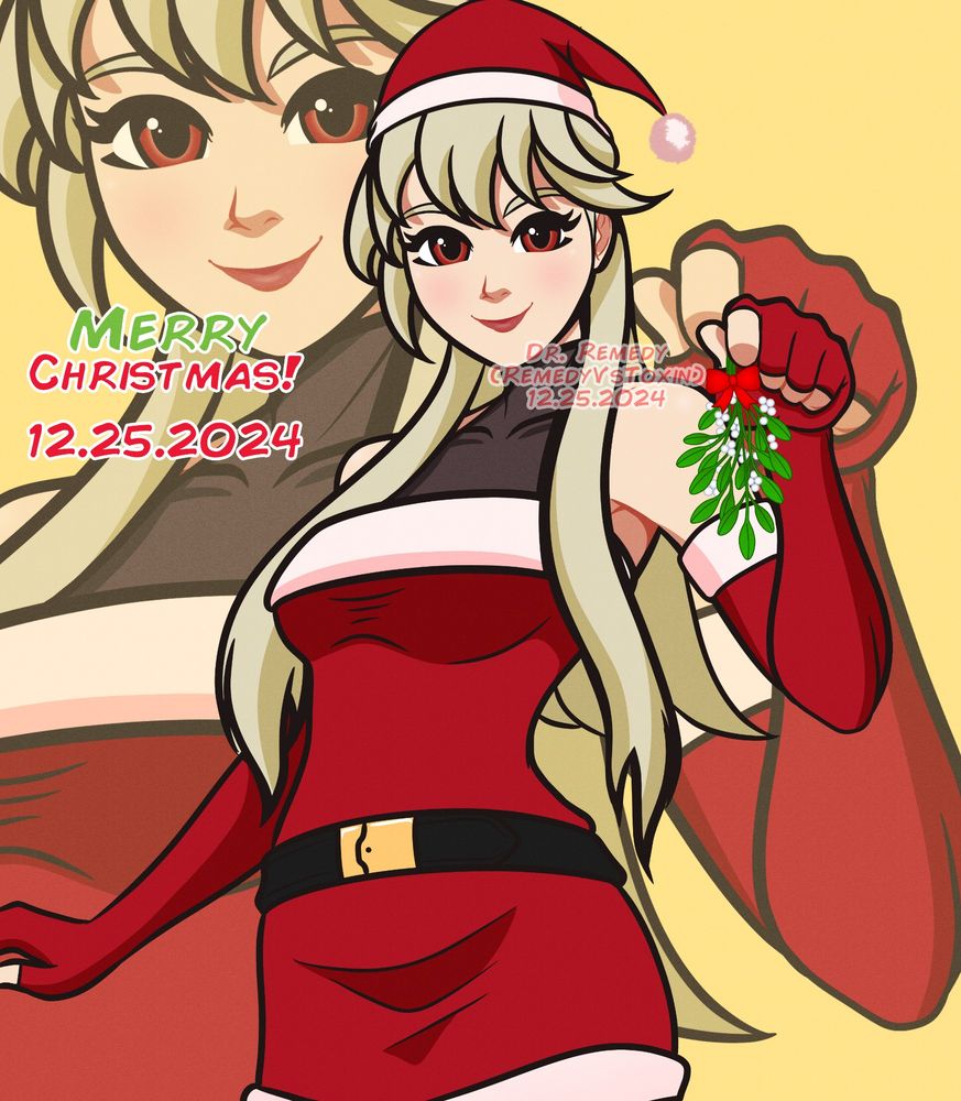 Festive Lexa holding a mistletoe