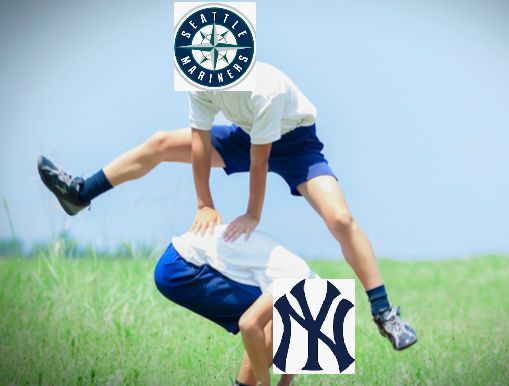 leapfrogging stock image, with the mariners jumping over the yankees