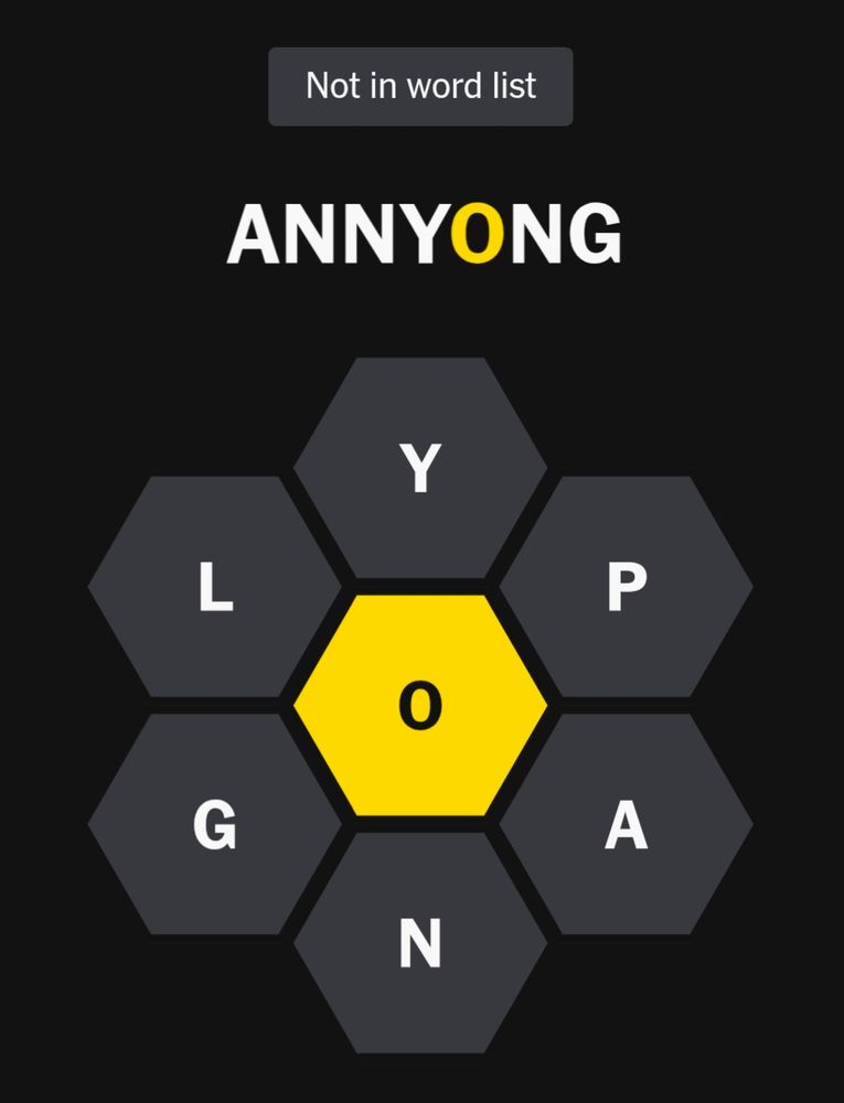nyt spelling bee not accepting annyong as a word