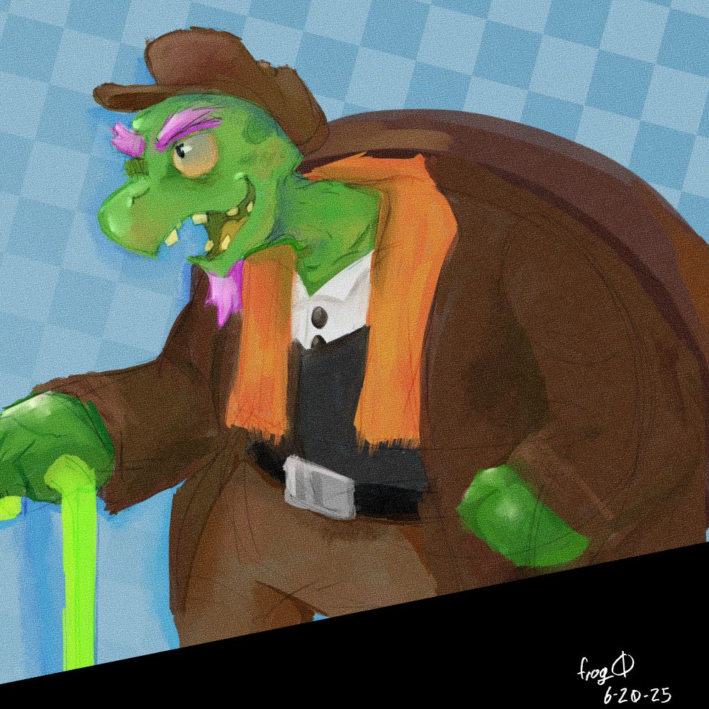 An image of Gerson Boom from Deltarune against an abstract background.