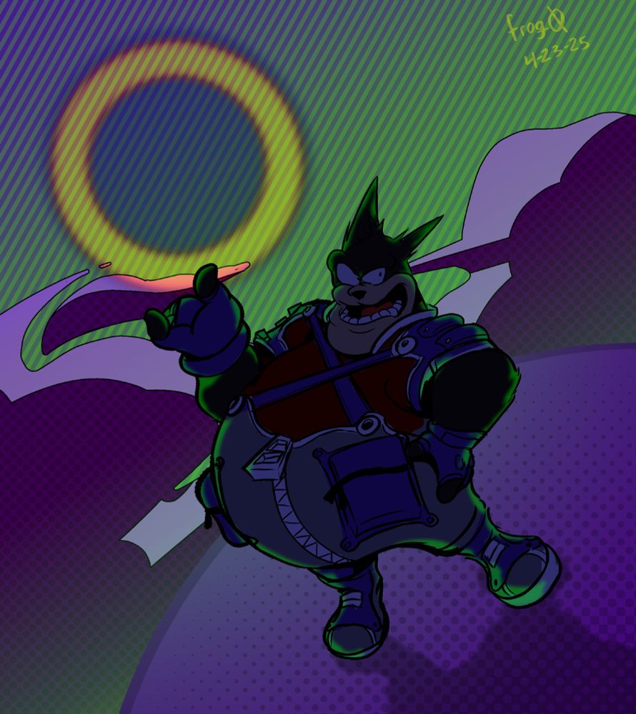 Disney's character "Pete" standing on an abstract background, wearing his Kingdom Hearts outfit.