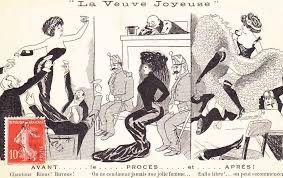 Dessins « la veuve joyeuse avant procès après »