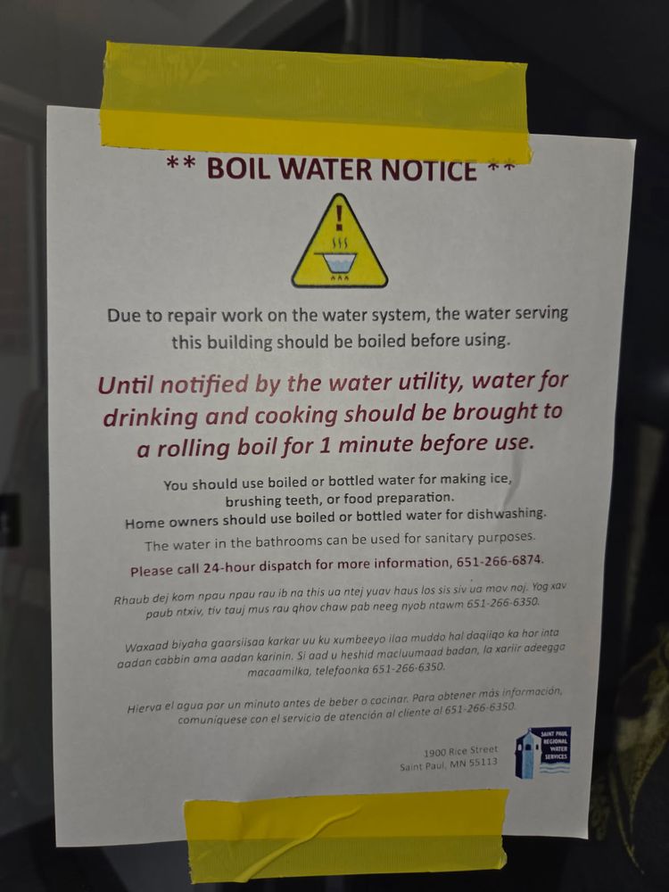 sign stating that water must be boiled on the premises before its safe to use. 