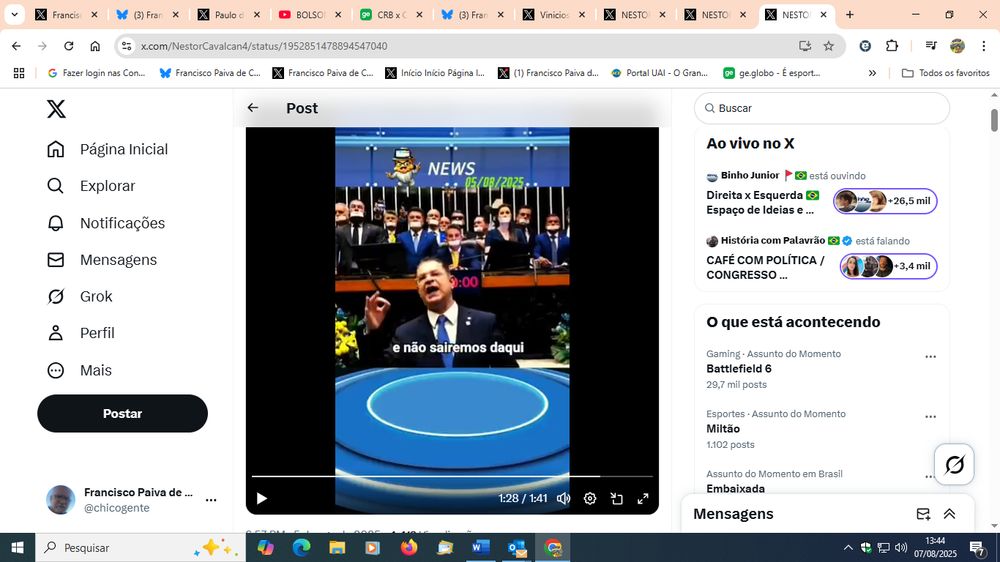 É tanta bandalheira, tanta mentira e tanta coisa ruim, que nem sei o que dizer. Essa gente precisava ser cassada e banida da política brasileira.

https://x.com/i/status/1952851478894547040