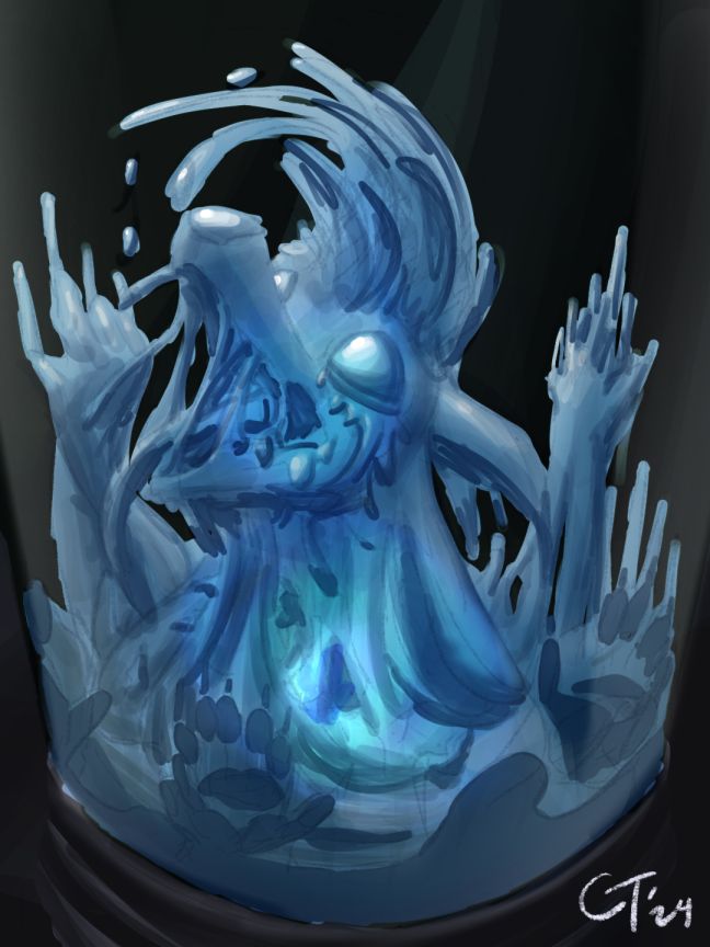 A slime monster emerging from a capsule