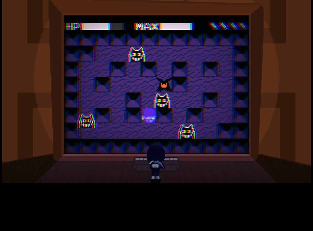 Deltarune screenshot of the fight against ERAM or John Mantle or whoever the Shadow Mantle guy.