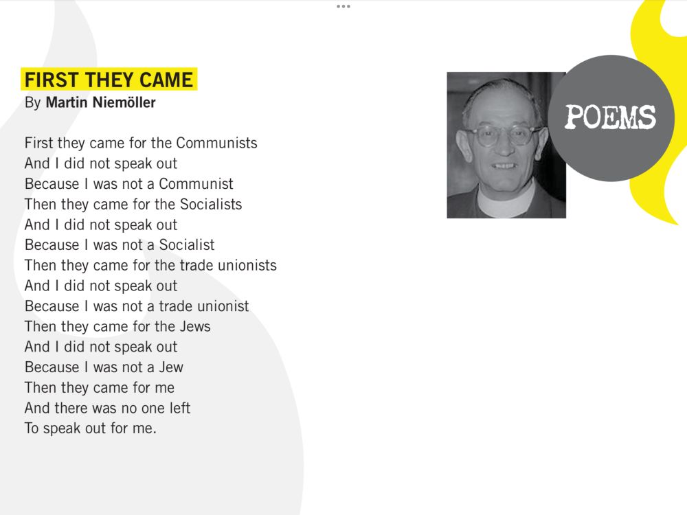 First they came poem by Martin Niemöller