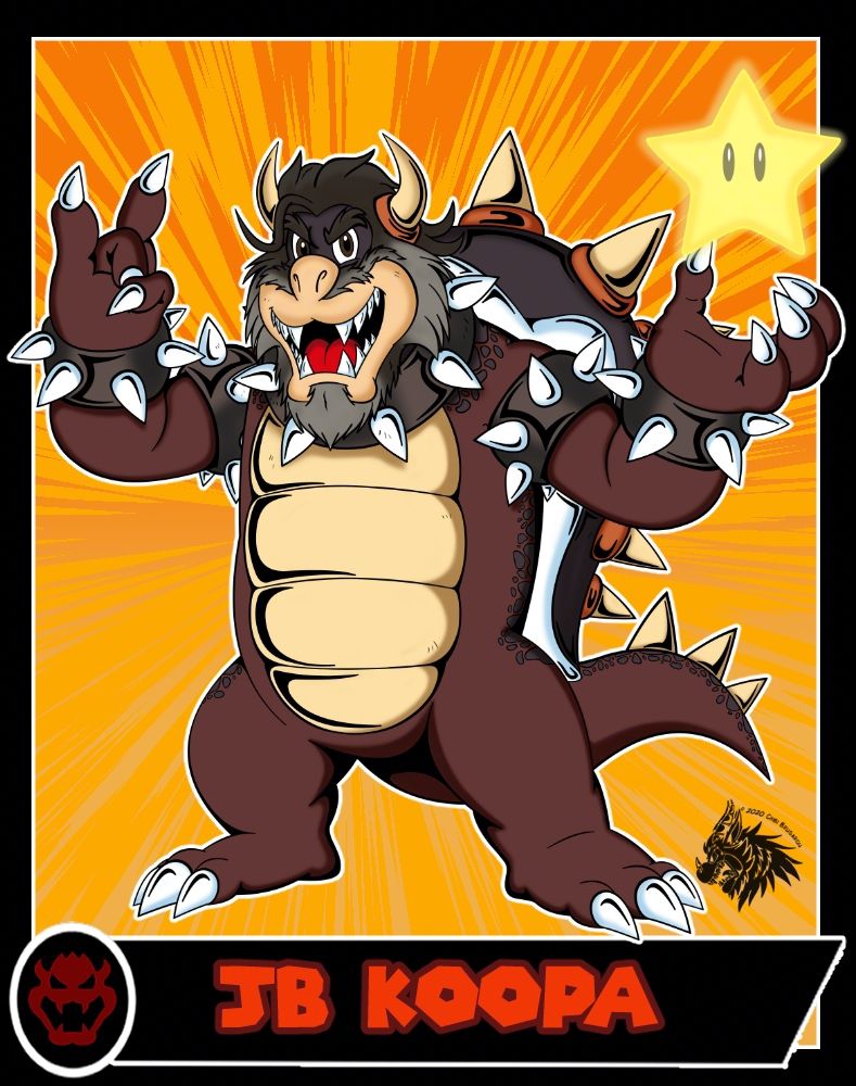 "He is the mighty king of rock n' roll and knows martial arts! And it was he who had successfully claimed his ultimate prize! Look out, Mario Bros, Here comes JB Koopa aka Jack B.Koopa!"