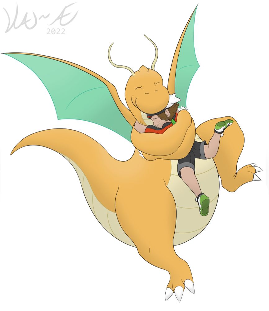Dragonite hugging trainer