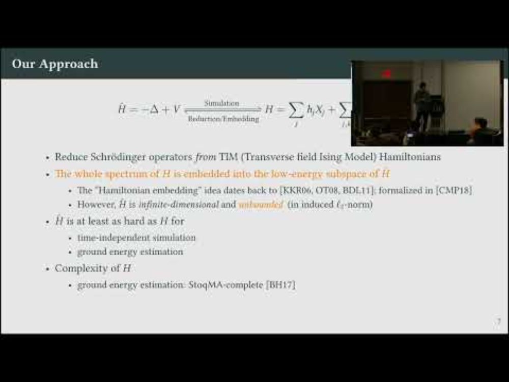 Yufan Zheng: "On the Computational Complexity of Schrödinger Operators" (QIP 2025)