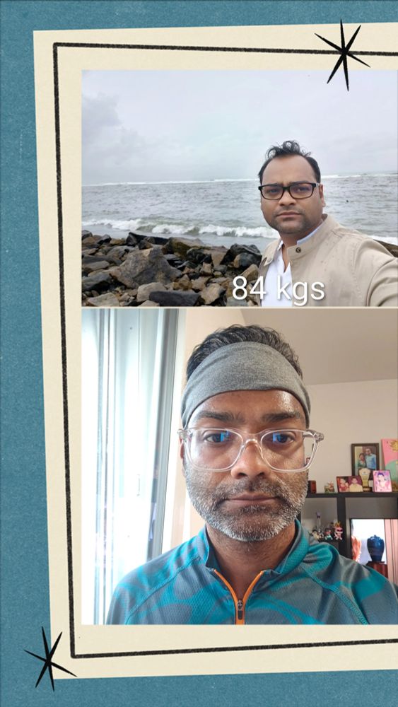 From 84 kgs in 2019 to a lean 62 kgs today.  Over the past 18 months, I've transformed my lifestyle—ditching sugar, embracing healthy eats, and running four half marathons. Let's keep moving!