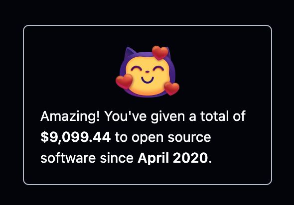 $ 9,000+ donated over 5 years to make open source sustainable. You can do it too. Proud to support open source