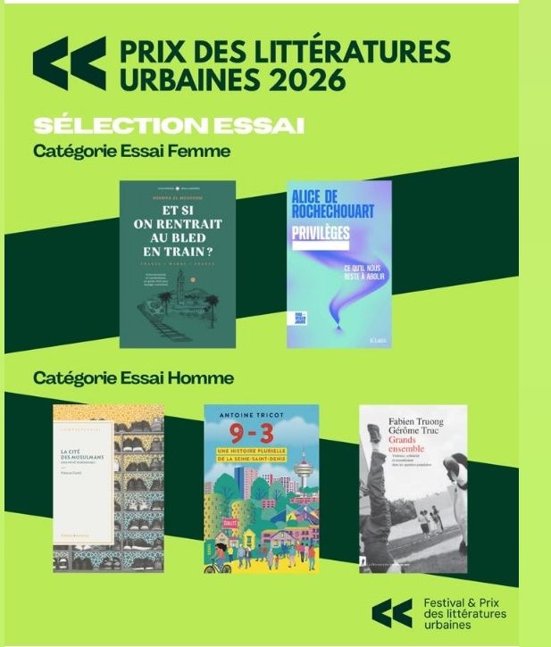 Visuel de la sélection catégorie Essais du prix des littératures urbaines 2026 ! 