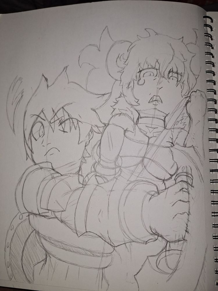 Sketches of the landsknecht and dark hunter class from Etrian Odyssey 1