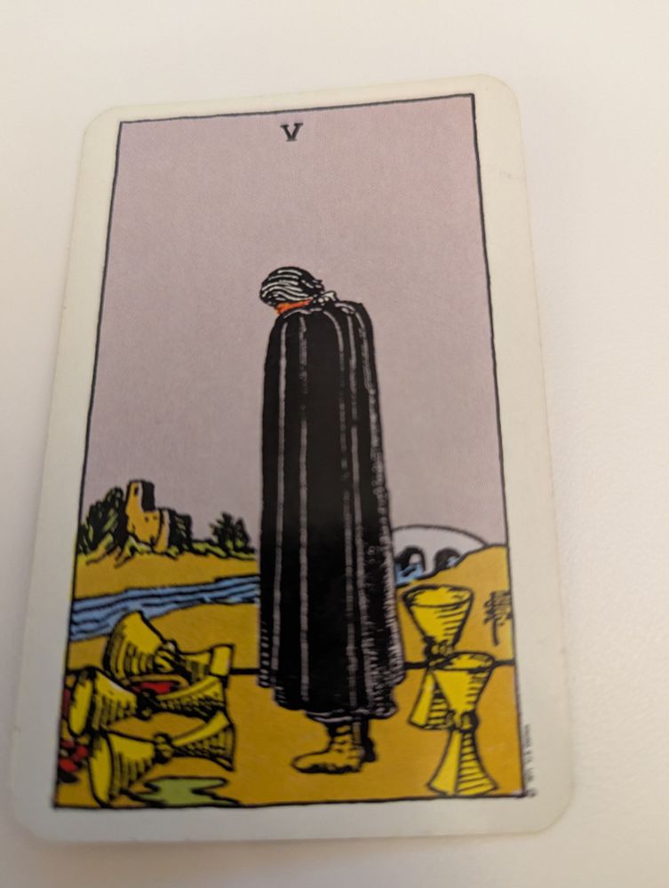 5 of Cups Tarot card from the Waite-Smith deck