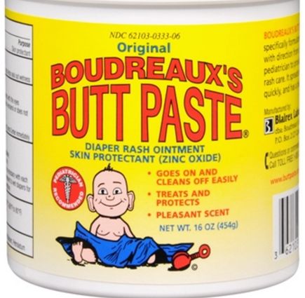 Original BOUDREUX'S BUTT PASTE

DIAPER RASH OINTMENT

SKIN PROTECTANT (ZINC OXIDE)

* GOES ON AND CLEANS OFF EASILY

*TREATS AND PROTECTS

* PLEASANT SCENT

* THE BABY ON THE PICTURE IS READY TO DO IT AGAIN, HE HAS NO REMORSE