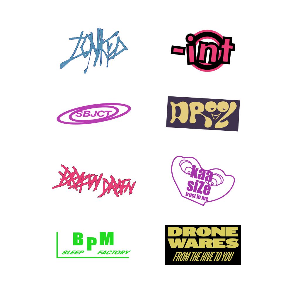 A closeup of the 8 logos featured on the bottom of the "ZONK-ED" poster