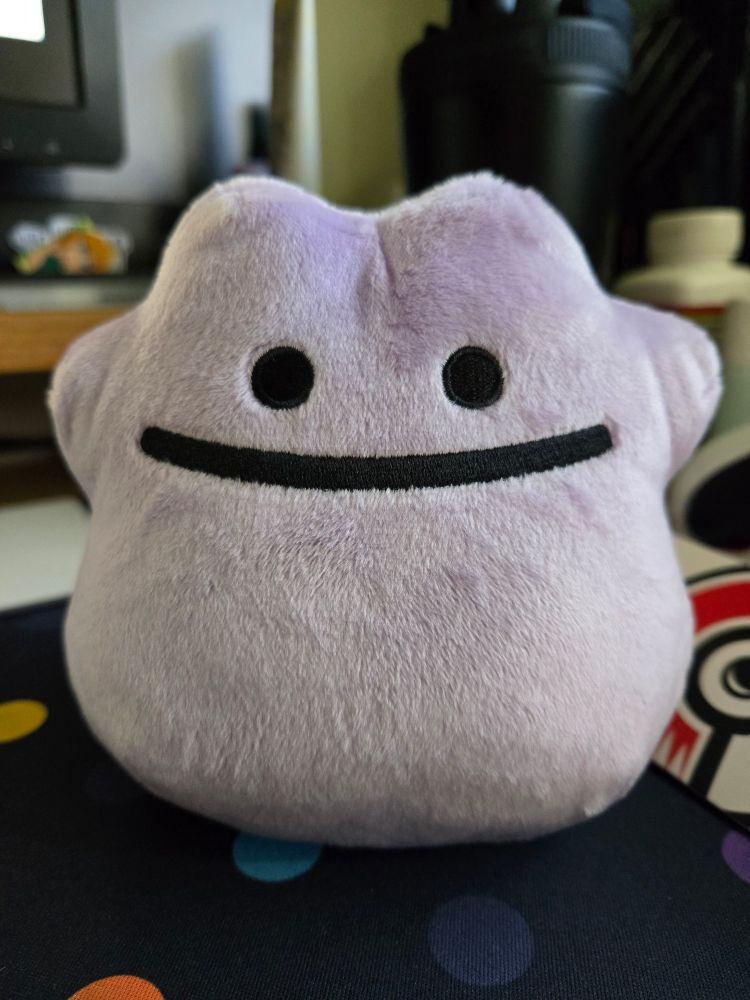 Silly looking small Ditto plush.