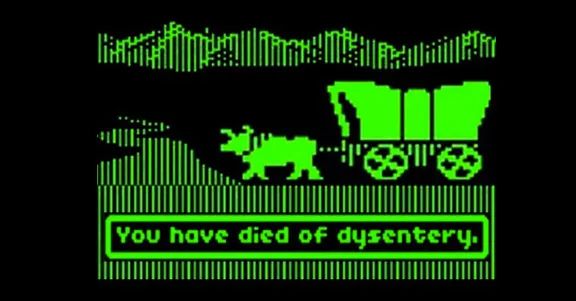 “You have died of dysentery” screen from the Oregon Trail video game
