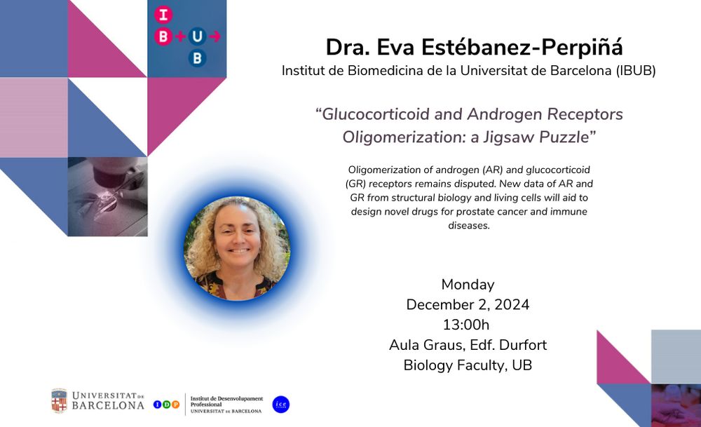 Seminari IBUB, Eva Estébanez-Perpiñá, 2/12, 13h, Aula Graus, Biologia UB