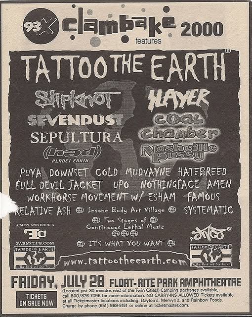 Flyer featuring a lot of nu-metal bands.