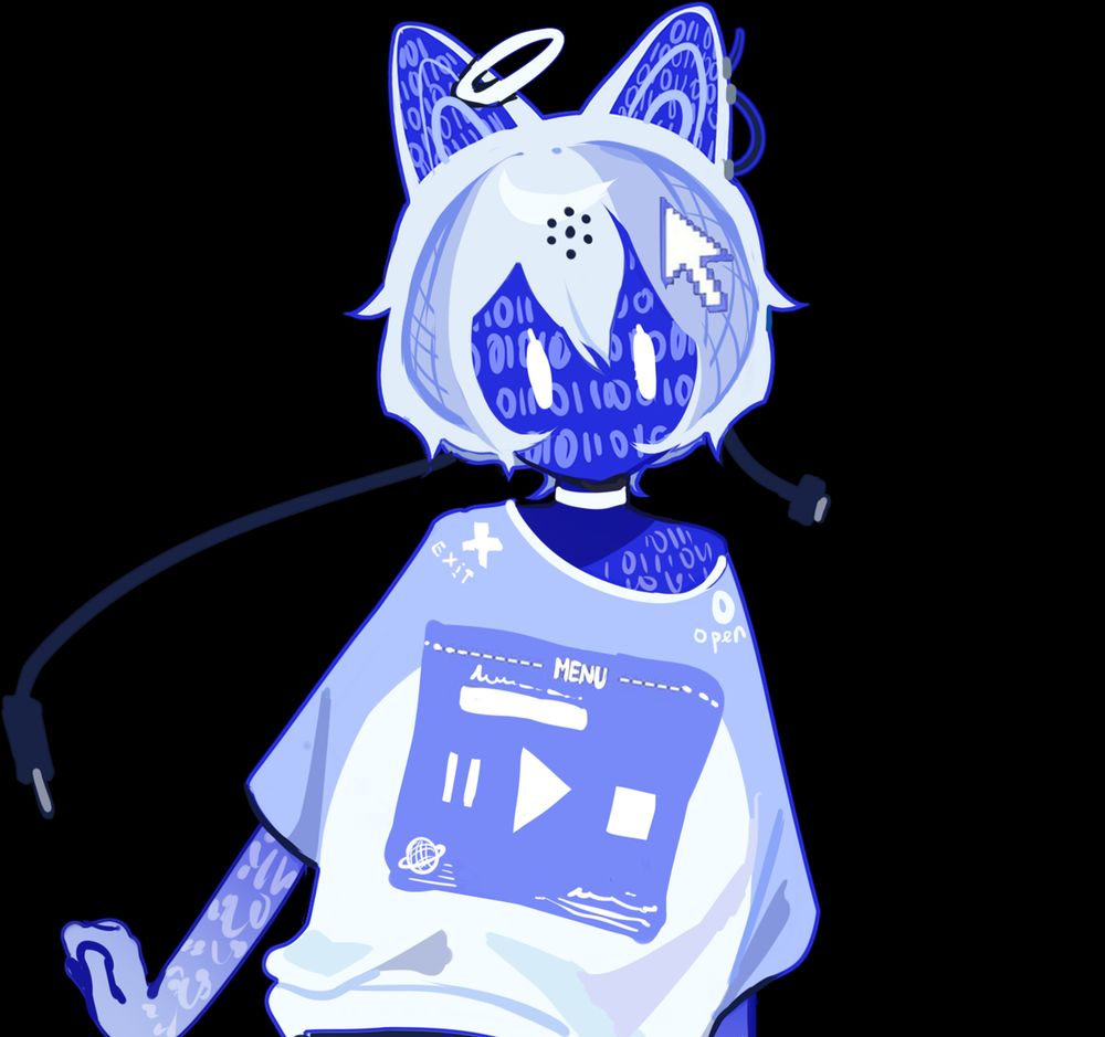 png of a computer themed feline character. art by rapf. 