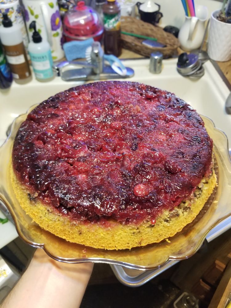 A cranberry inside down cake. It is VERY red. 