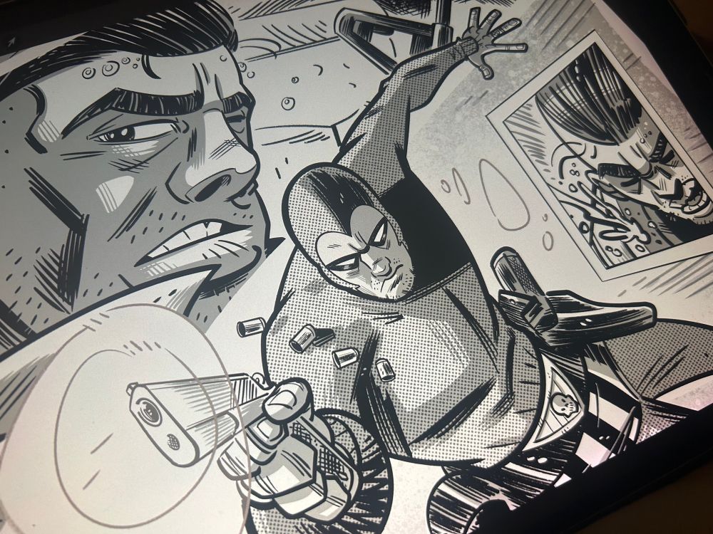 Phantom comic work in progress in procreate on the iPad by Paul Mason. 