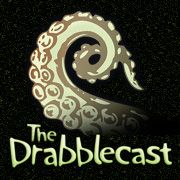 A greenish gray tentacle is curling out of a murky background, with "The Drabblecast" in front. This is the podcast's logo.