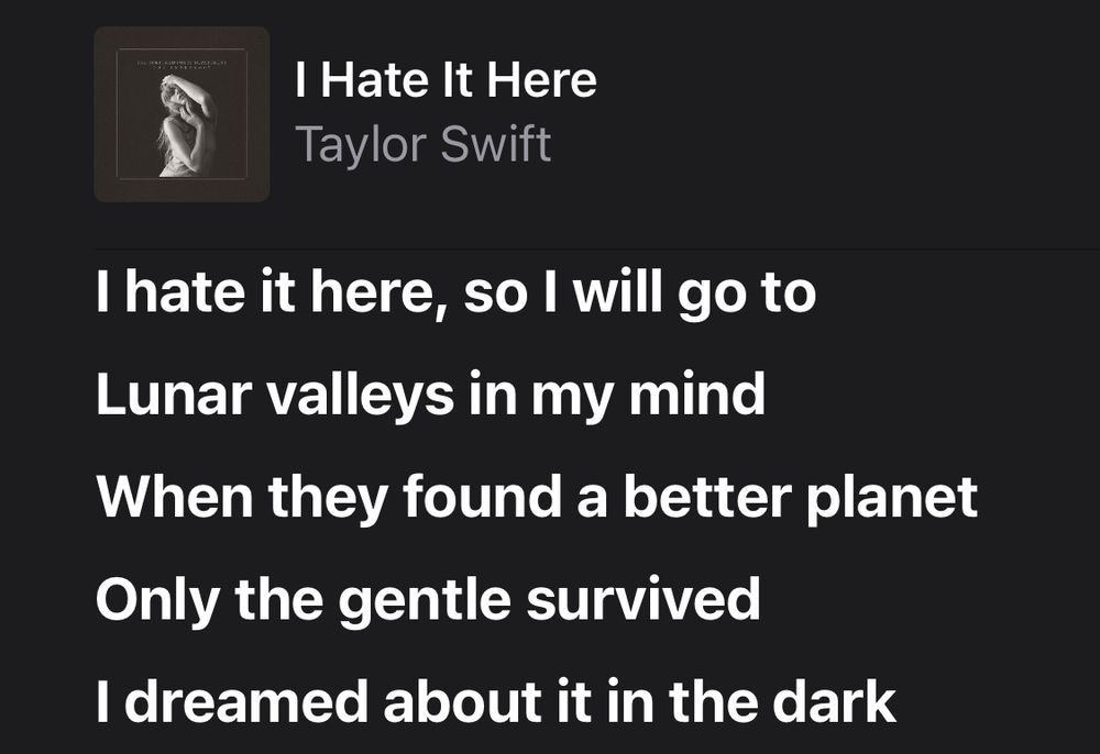 Lyrics from ‘I Hate it Here’ by Taylor Swift