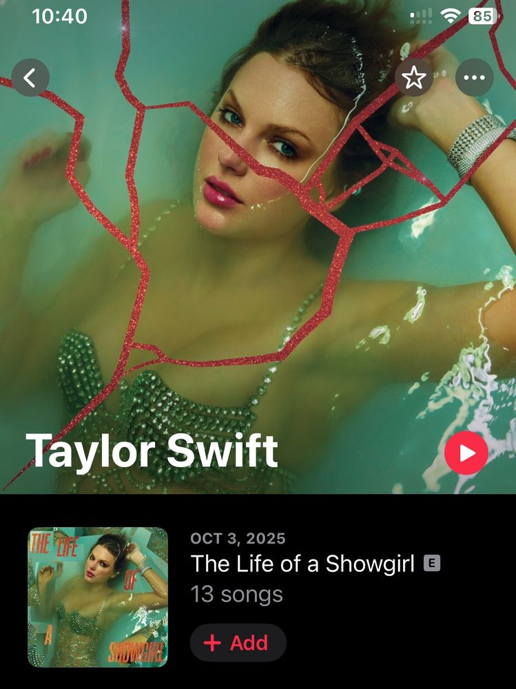 Orange cracks on Taylor Swift’s face on her Apple Music header.