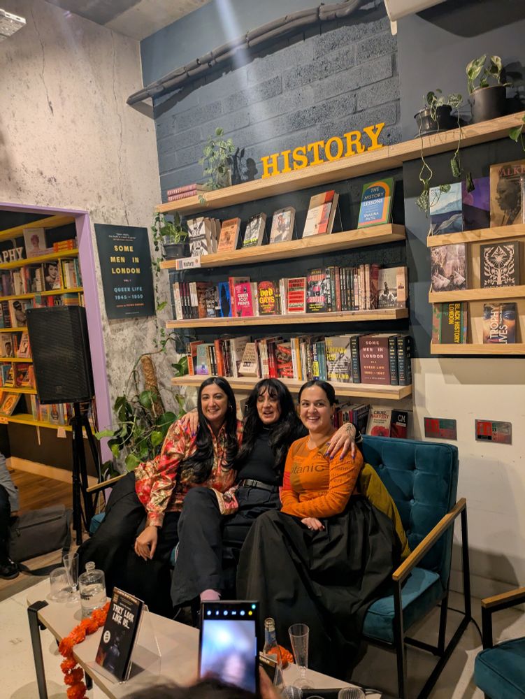 Coco Khan, Nadia Whittome and Sharan Dhaliwal sitting on sofa together 