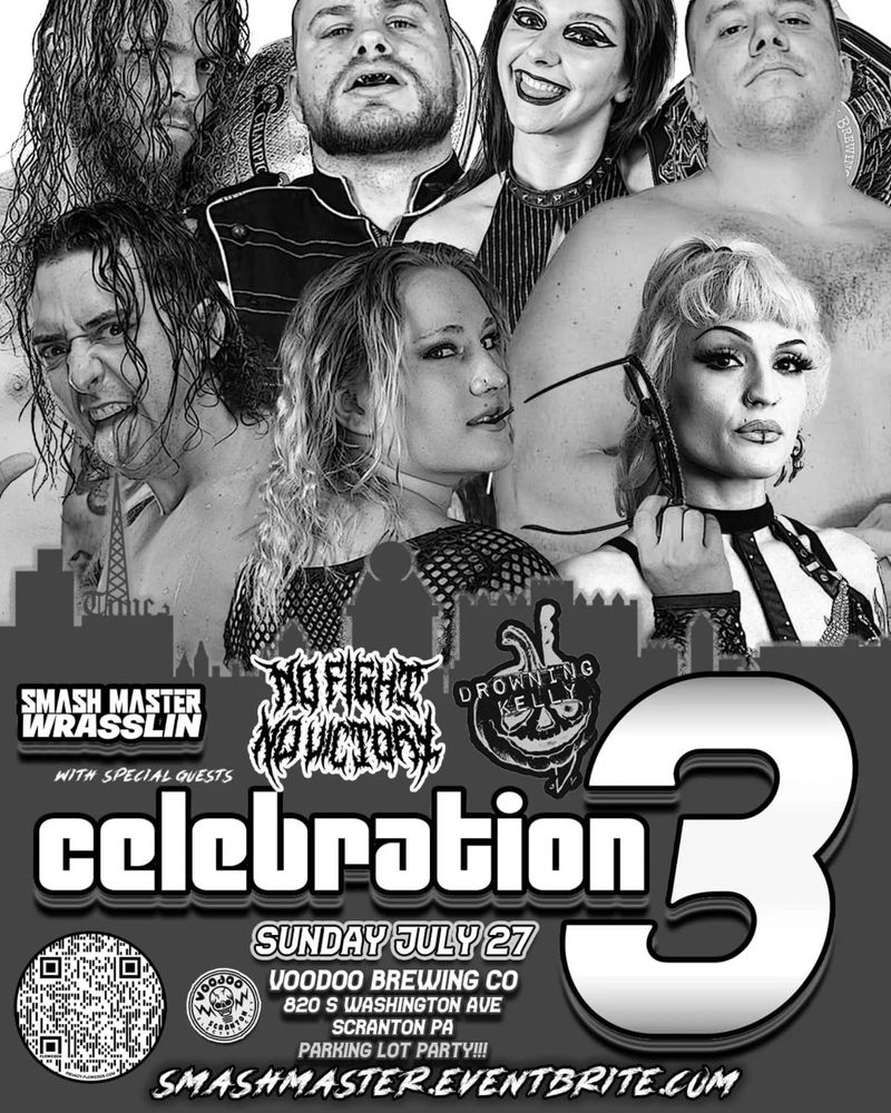The flyer for this Sunday’s Smash Master Wrasslin show at Voodoo Brewing in Scranton, PA. 