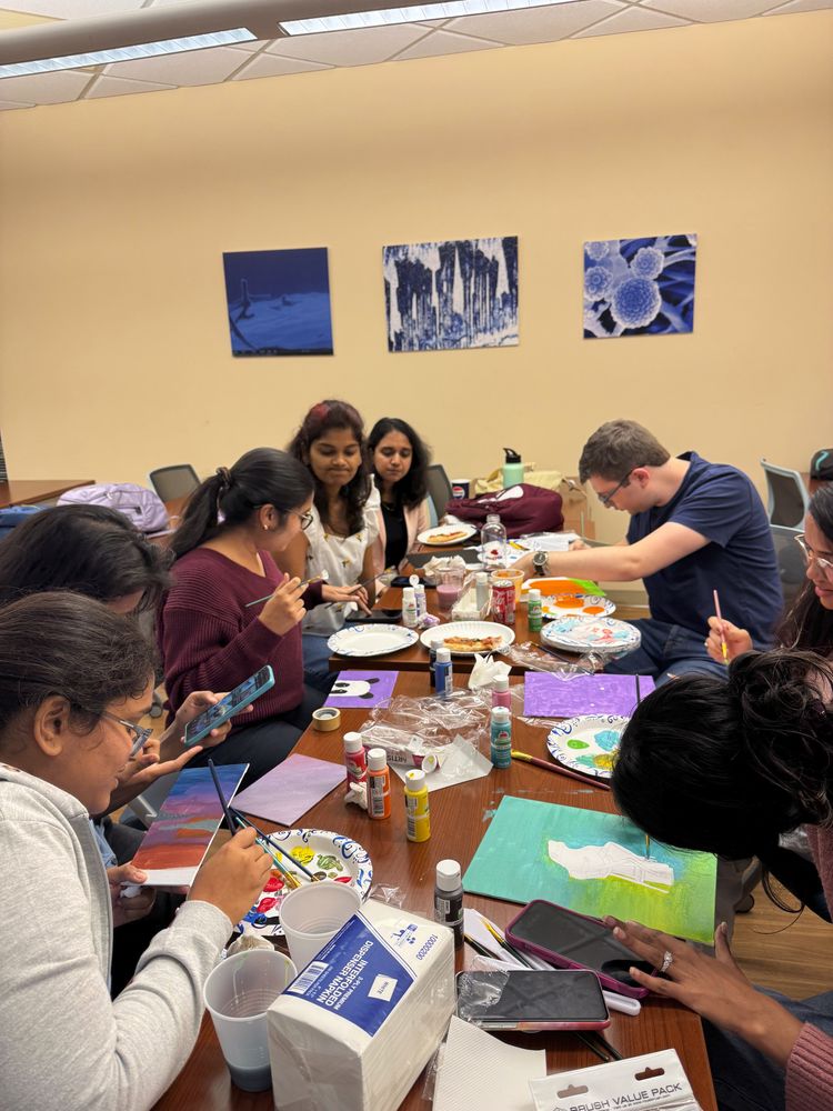students painting together