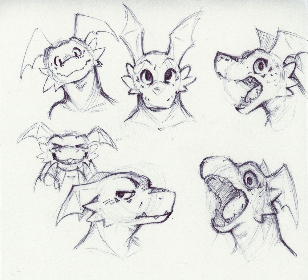 a bunch of facial portraits of guilmon 